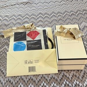 Jo Malone Cream Box with Gold Ribbon and Colorful scarve gift wrap set.